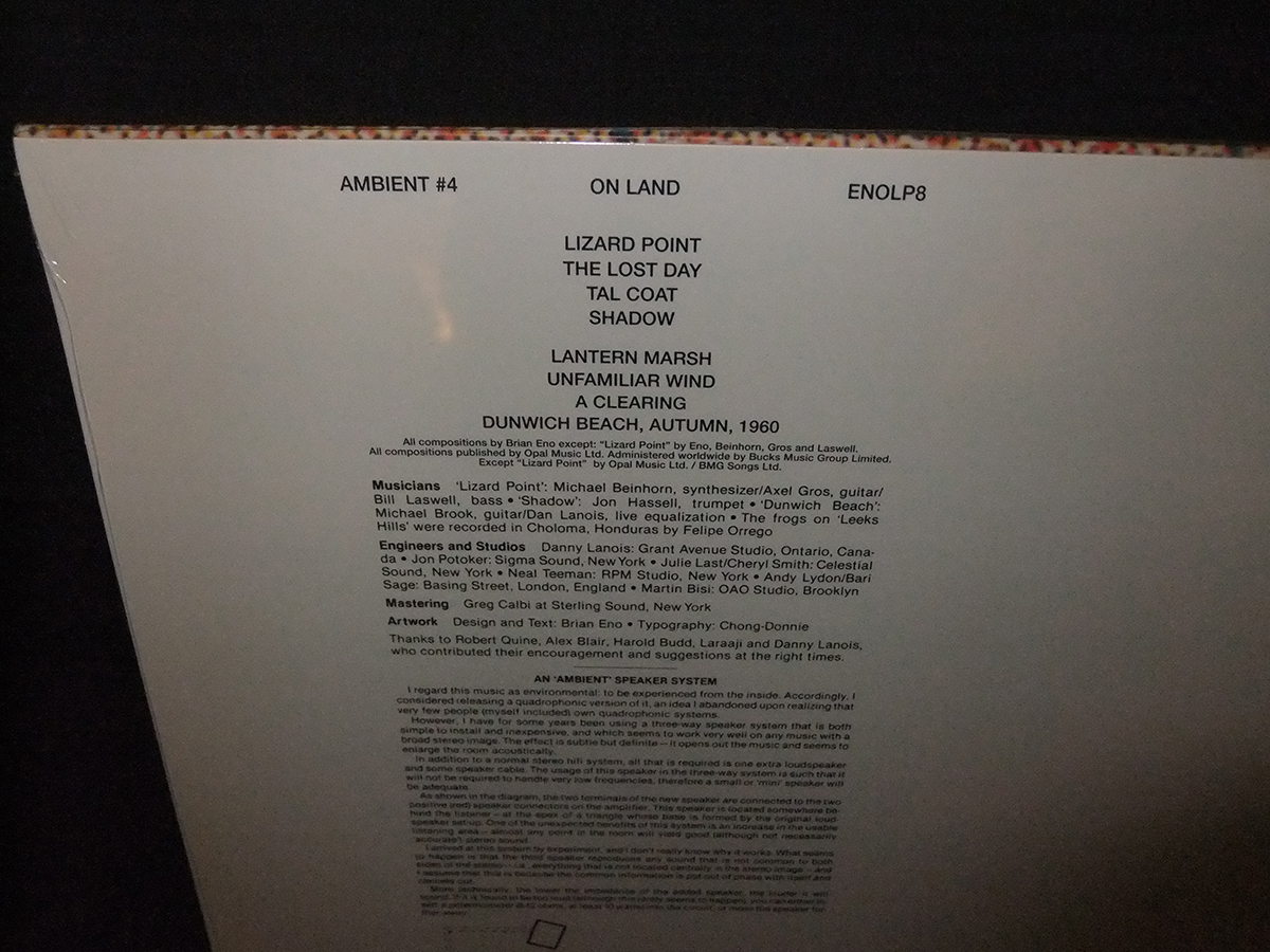 Brian Eno Ambient 4 On Land Sealed New Vinyl LP Solo Roxy Music ...